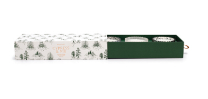 CYPRESS & FIR 2 OZ RIBBED MERCURY GLASS BOXED GIFT SET OF 3 (SILVER, GREEN, FROSTED WHITE)