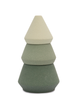 CYPRESS & FIR 16 OZ (10.5 + 5.5 OZ) LARGE GREEN OMBRE SPECKLED TEXTURED CERAMIC TREE STACK