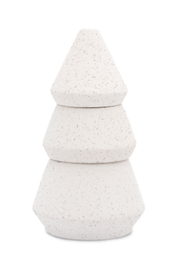 CYPRESS & FIR 16 OZ (10.5 + 5.5 OZ) LARGE WHITE SPECKLED TEXTURED CERAMIC TREE STACK