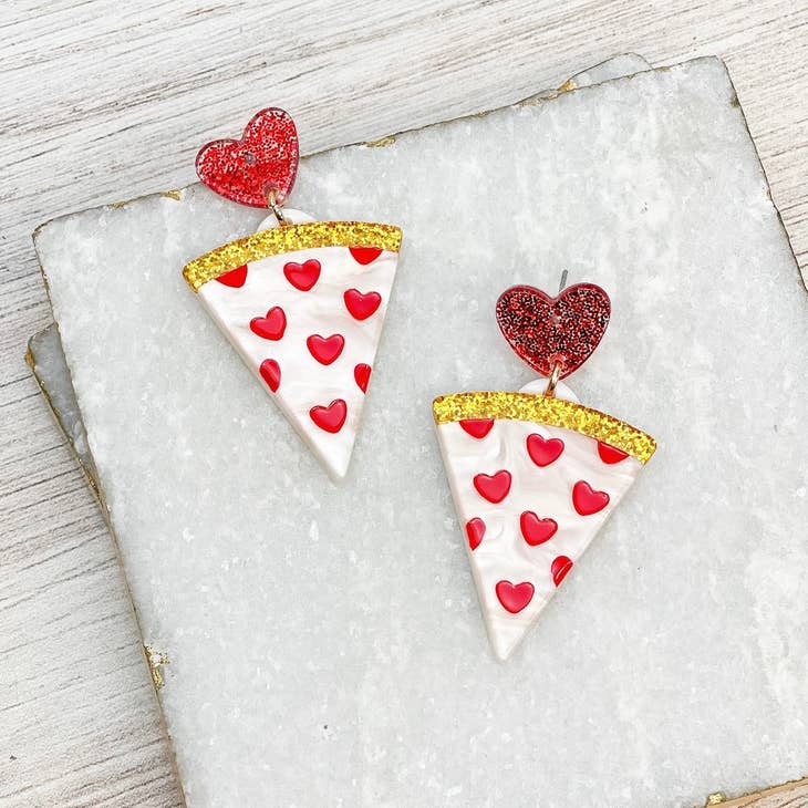 Pizza Love Acrylic Dangle Earrings