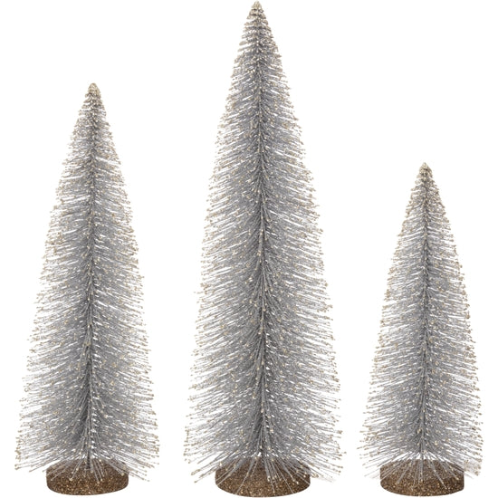 Glittered Silver Bristle Tree - 12 inch