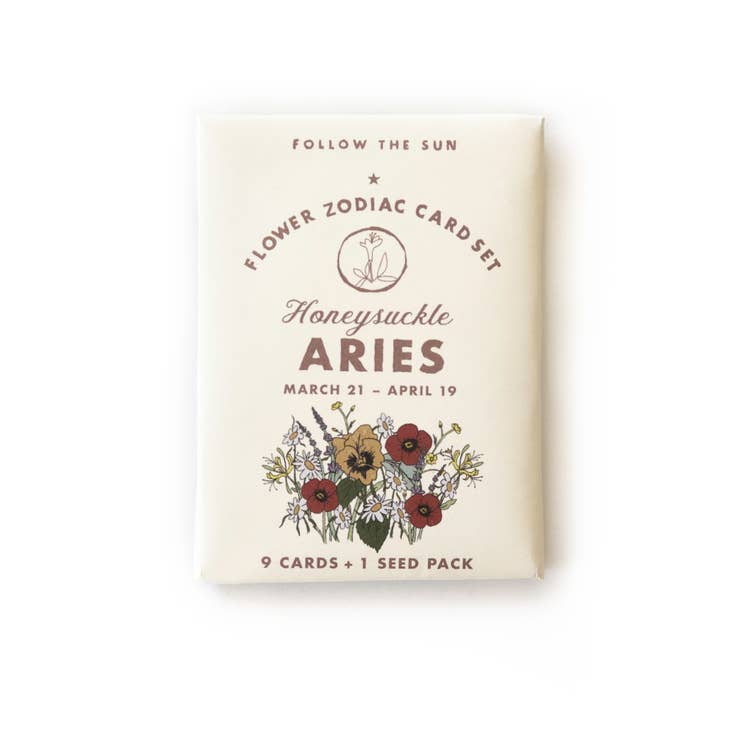 Flower Zodiac Sticker Card Set - Aries (Mar 21 - Apr 19)