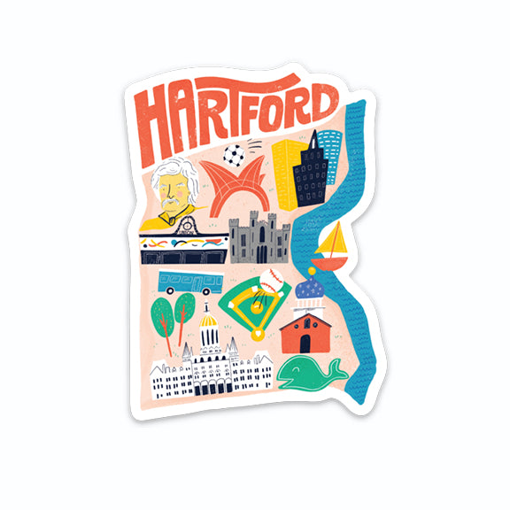 Hartford Illustrated Map Sticker